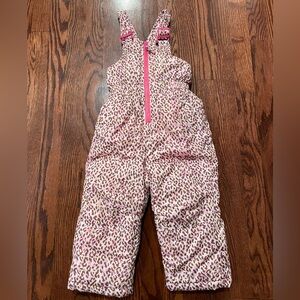 Wippette Kids Size 2T Snow Bib - Pink Leopard Print